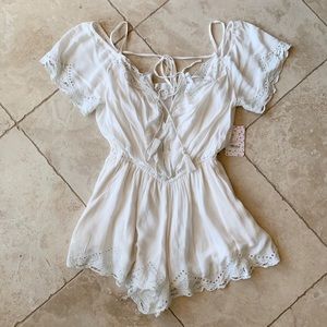 Free People Ivory Lace Romper